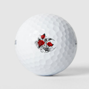 Mechanical Crescent with Red Roses Golf Balls