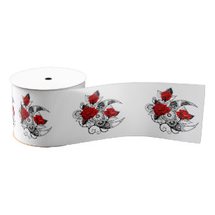 Mechanical Crescent with Red Roses Grosgrain Ribbon