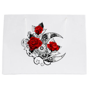 Mechanical Crescent with Red Roses Large Gift Bag
