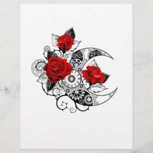 Mechanical Crescent with Red Roses Letterhead