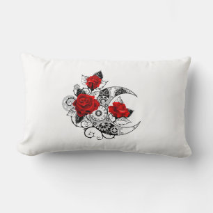 Mechanical Crescent with Red Roses Lumbar Pillow