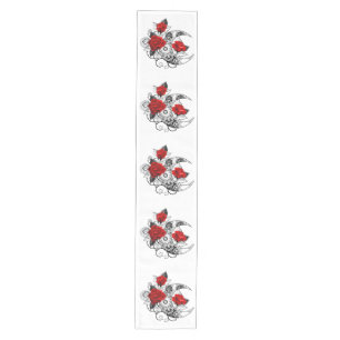 Mechanical Crescent with Red Roses Medium Table Runner