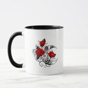 Mechanical Crescent with Red Roses Mug