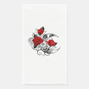 Mechanical Crescent with Red Roses Napkin