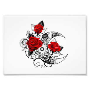 Mechanical Crescent with Red Roses Photo Print