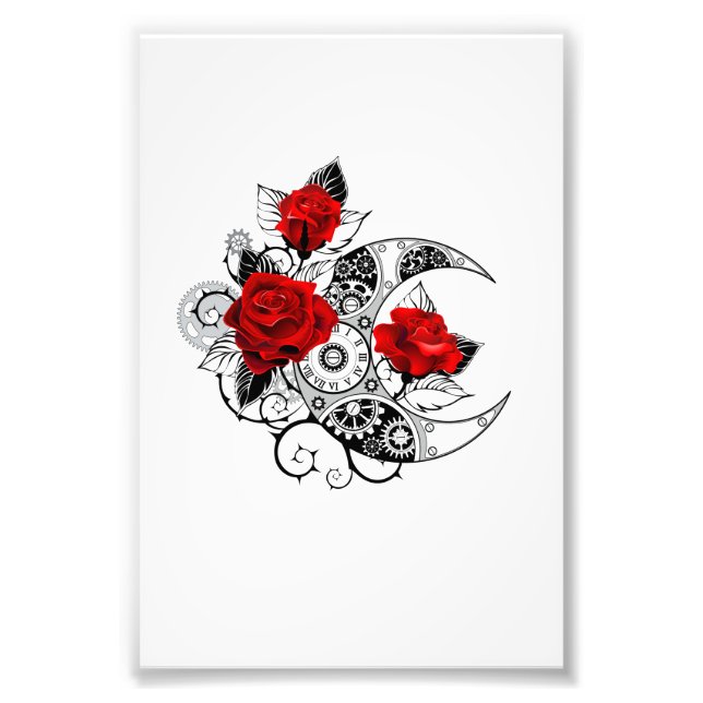 Mechanical Crescent with Red Roses Photo Print (Front)