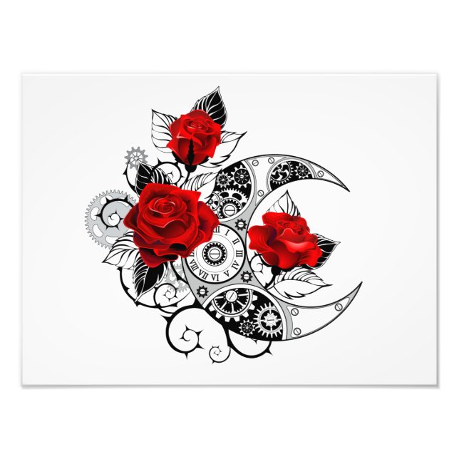 Mechanical Crescent with Red Roses Photo Print (Front)