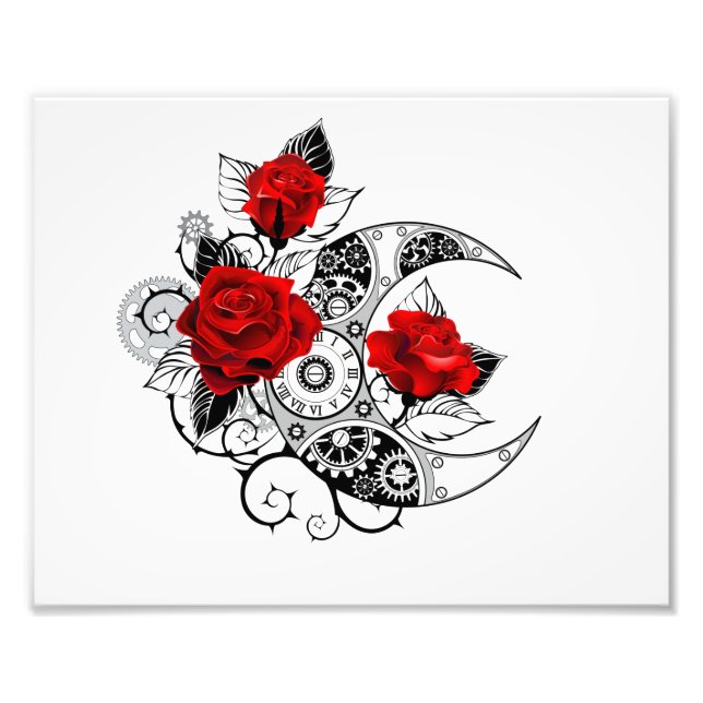 Mechanical Crescent with Red Roses Photo Print (Front)