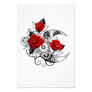 Mechanical Crescent with Red Roses Photo Print