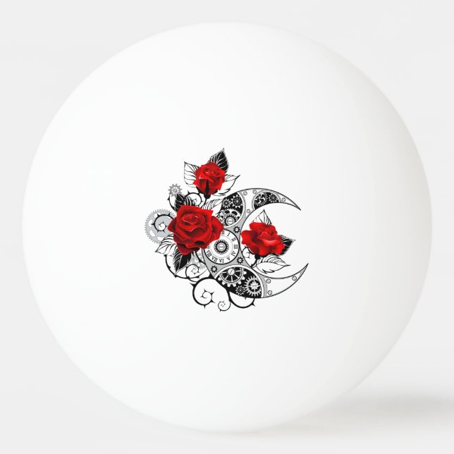 Mechanical Crescent with Red Roses Ping Pong Ball (Front)
