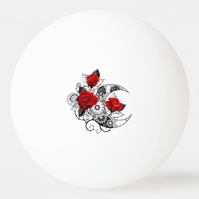 Mechanical Crescent with Red Roses Ping Pong Ball (Front)