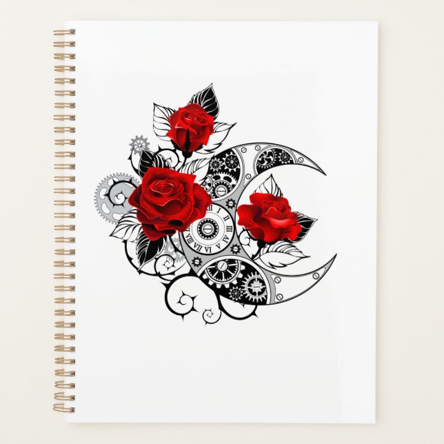 Mechanical Crescent with Red Roses Planner (Front)