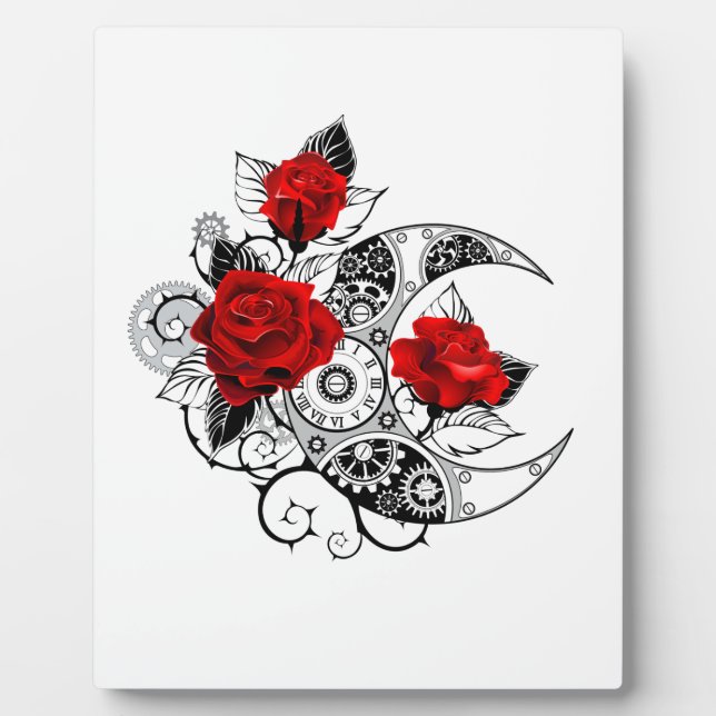 Mechanical Crescent with Red Roses Plaque (Front)