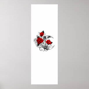 Mechanical Crescent with Red Roses Poster