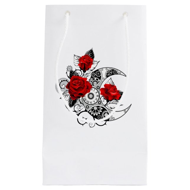 Mechanical Crescent with Red Roses Small Gift Bag (Front)
