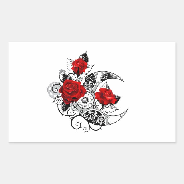 Mechanical Crescent with Red Roses Sticker (Front)