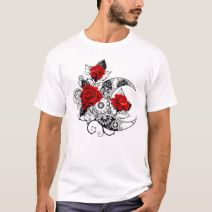 Mechanical Crescent with Red Roses T-Shirt