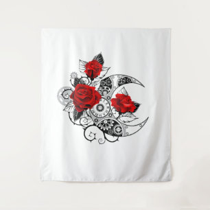 Mechanical Crescent with Red Roses Tapestry