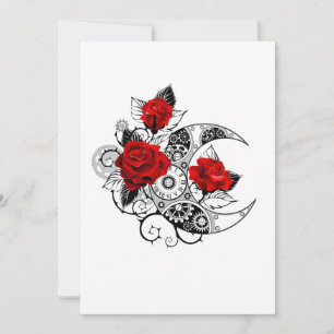 Mechanical Crescent with Red Roses Thank You Card