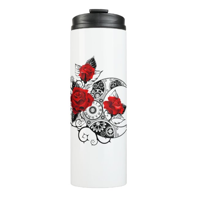 Mechanical Crescent with Red Roses Thermal Tumbler (Front)