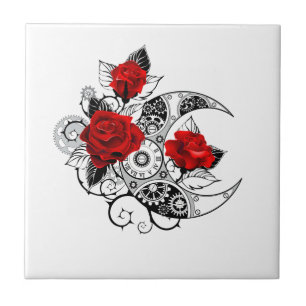 Mechanical Crescent with Red Roses Tile
