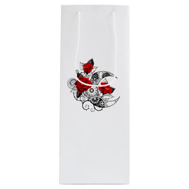 Mechanical Crescent with Red Roses Wine Gift Bag (Front)