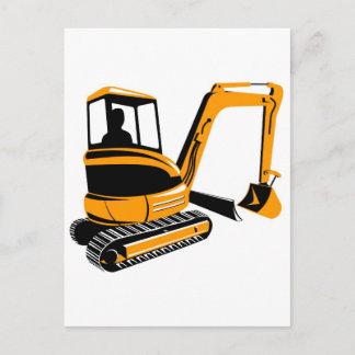 mechanical digger excavator postcard