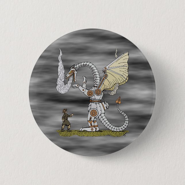 Mechanical Dragon 2 Inch Round Button (Front)