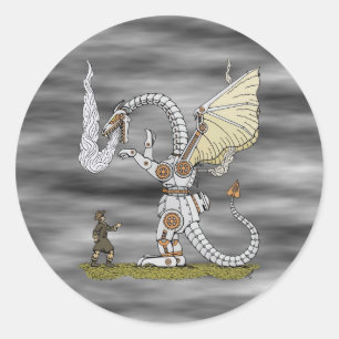 Mechanical Dragon Classic Round Sticker