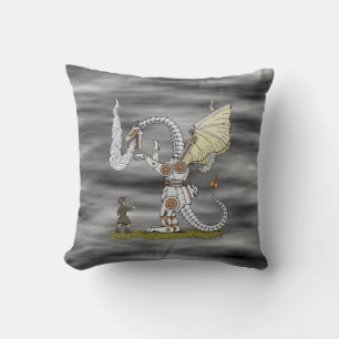 Mechanical Dragon Throw Pillow