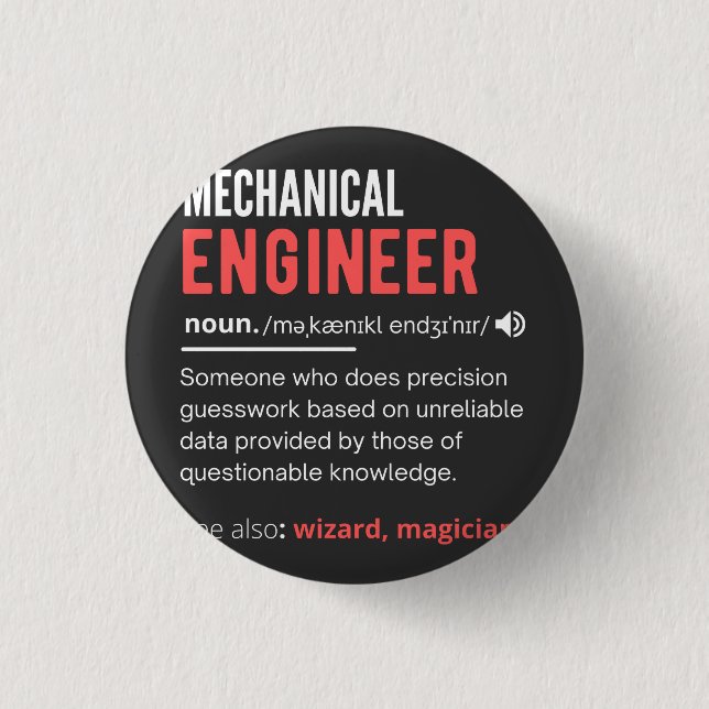 Mechanical ENGINEER 1 Inch Round Button (Front)