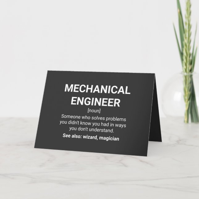 Mechanical Engineer Funny Definition Card (Front)