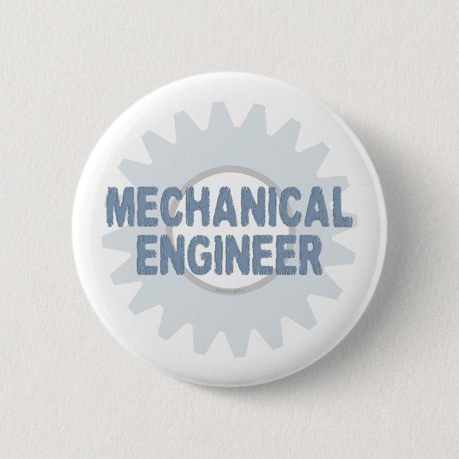 Mechanical Engineer Gear Blue Grey 2 Inch Round Button (Front)