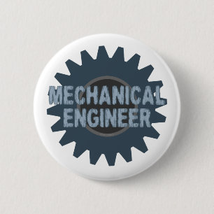 Mechanical Engineer Gear Blue Grey 2 Inch Round Button