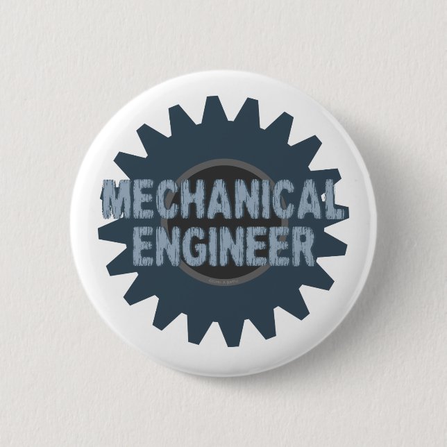 Mechanical Engineer Gear Blue Grey 2 Inch Round Button (Front)