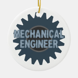 Mechanical Engineer Gear Blue Grey Ceramic Ornament