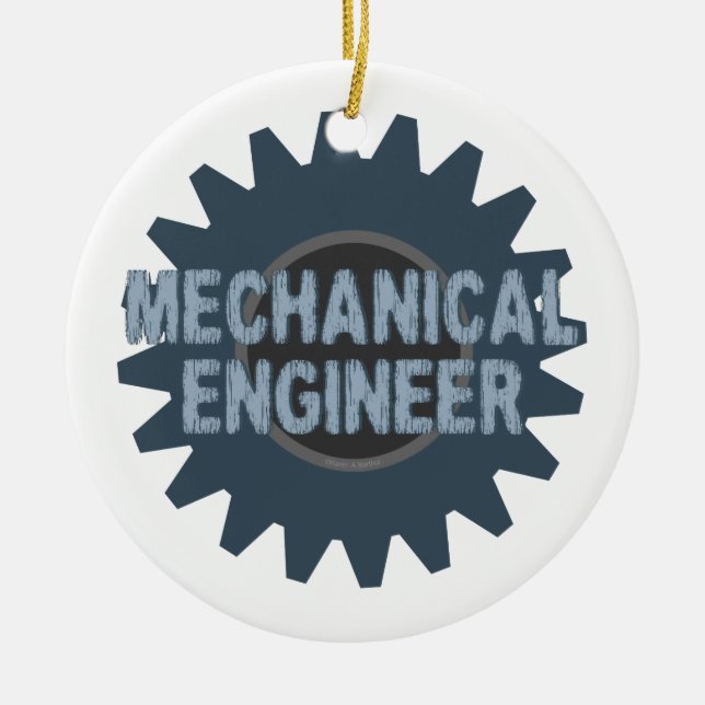 Mechanical Engineer Gear Blue Grey Ceramic Ornament (Front)