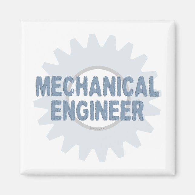 Mechanical Engineer Gear Blue Grey Magnet (Front)
