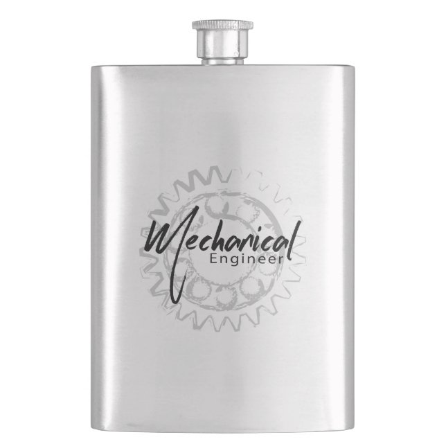 Mechanical Engineer Gear Sketch Hip Flask (Front)