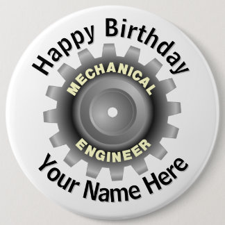 Mechanical Engineer Grey Gear 6 Inch Round Button