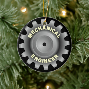 Mechanical Engineer Grey Gear Ceramic Ornament