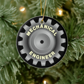 Mechanical Engineer Grey Gear Ceramic Ornament