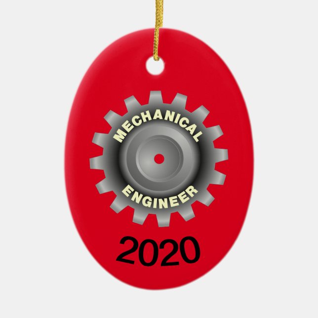 Mechanical Engineer Grey Gear Ceramic Ornament (Front)