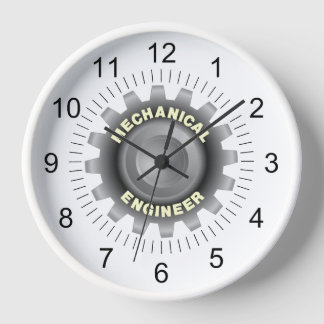 Mechanical Engineer Grey Gear Clock
