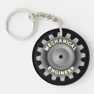 Mechanical Engineer Grey Gear Keychain