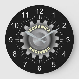 Mechanical Engineer Grey Gear Large Clock