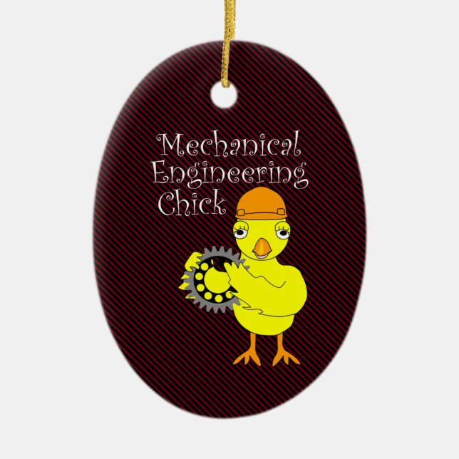 Mechanical Engineering Chick Gear Ceramic Ornament (Front)