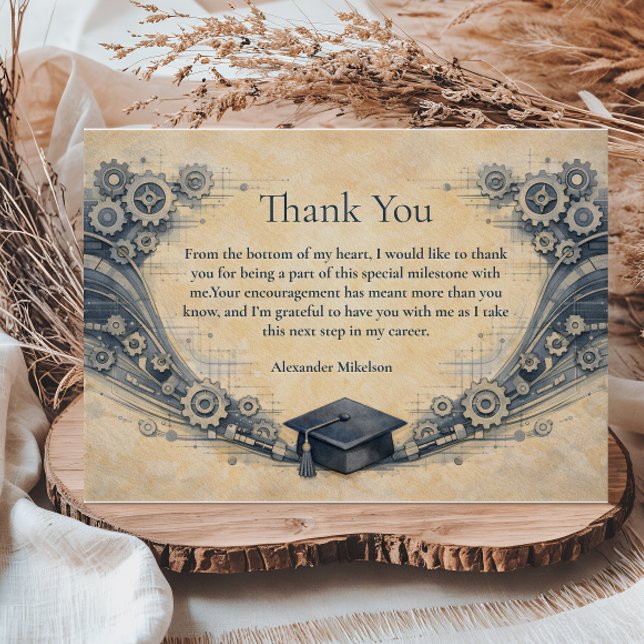 Mechanical Engineering Graduate Party Thank You Card (Creator Uploaded)