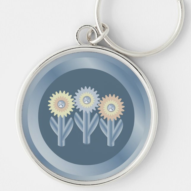 Mechanical Flowers Keychain (Front)