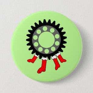 Mechanical Gear Christmas Stockings 3 Inch Round Button